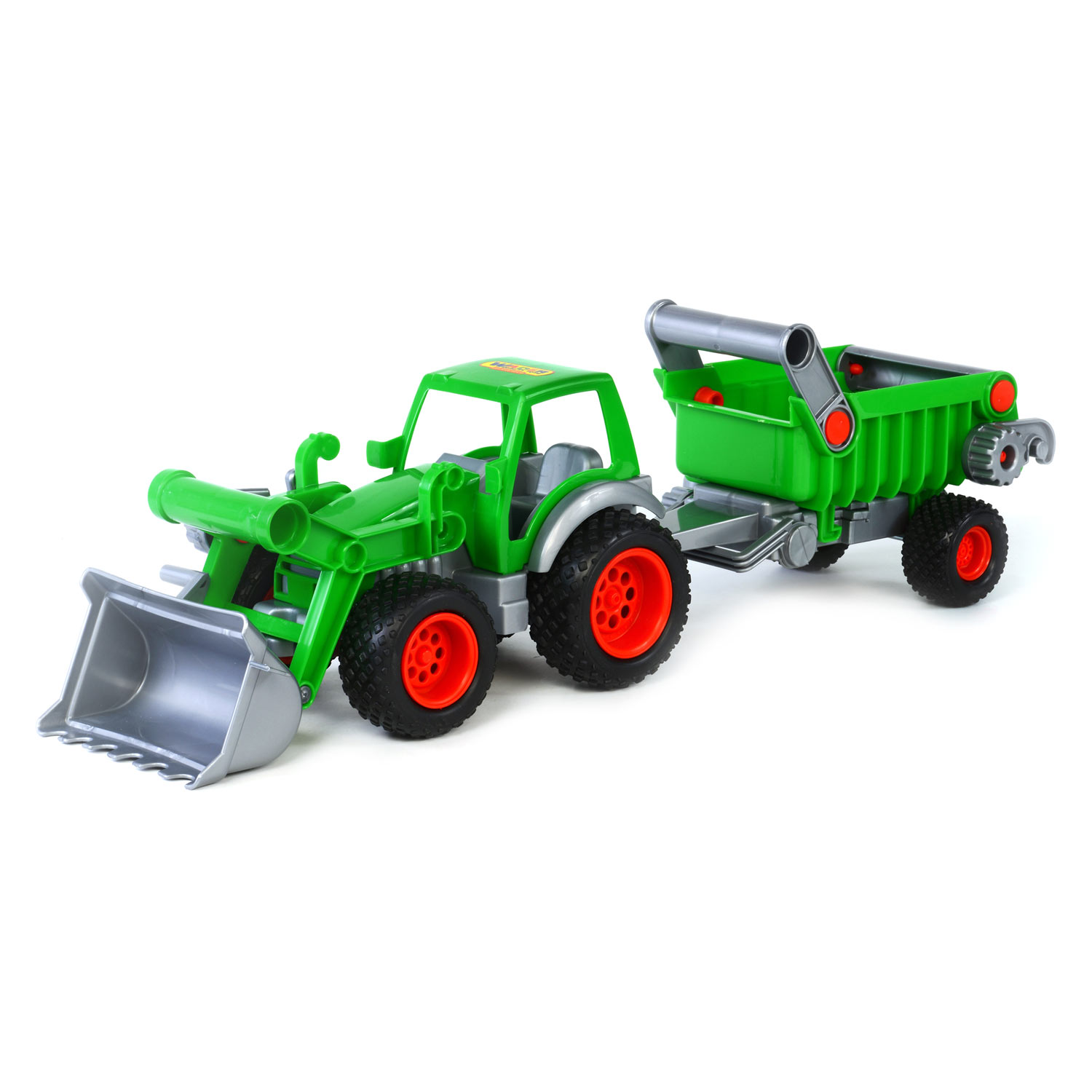 Cavallino Groene Tractor met Voorlader en Aanhanger