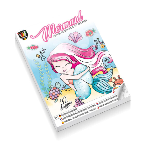 Glitter Kleur- en Stickerboek - Zeemeermin