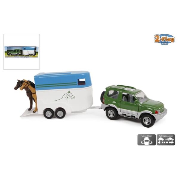 2-Play Mitsubishi Met Paardentrailer Die Cast 25cm