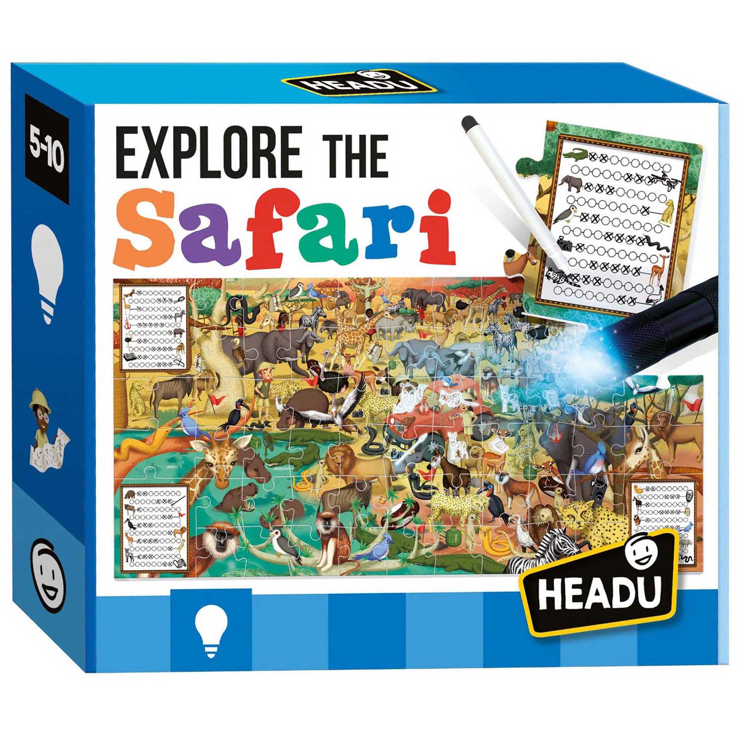 Headu Puzzel Spel Ontdekken Safari met Zaklamp