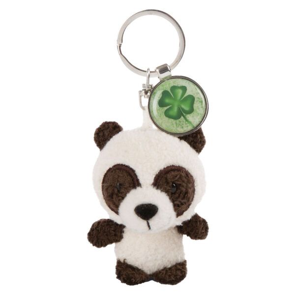 Nici Pluchen Sleutelhanger Panda met Klaverblad