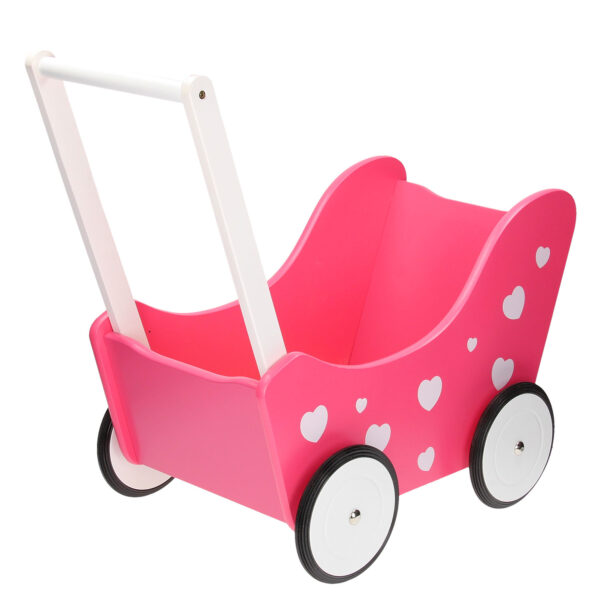 Poppenwagen Roze met Hartjes