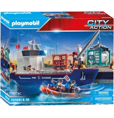 Playmobil City Action Groot Containerschip met Douaneboot -