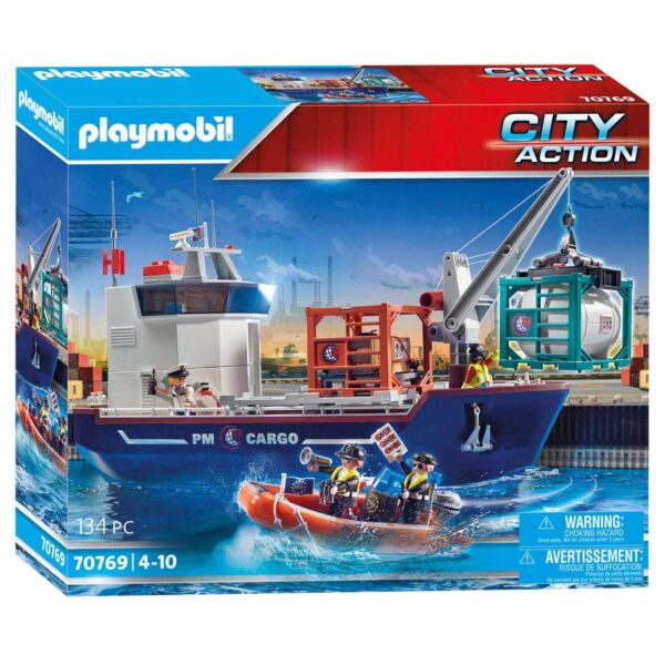 Playmobil City Action Groot Containerschip met Douaneboot -