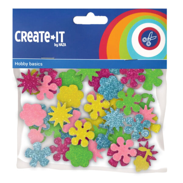 Foamstickers Bloemen Glitter