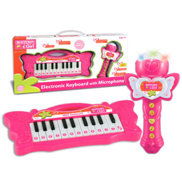 Bontempi Mini Vlinder Keyboard met Karaoke Microfoon - Roze