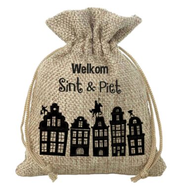 Jute Cadeauzakje - Welkom Sint & Piet