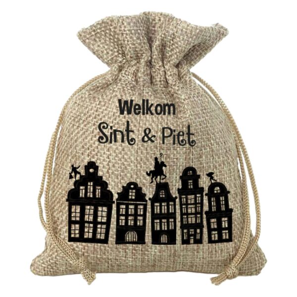 Jute Cadeauzakje - Welkom Sint & Piet