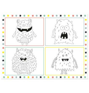 Kleurplaat Placemat Monster Bash