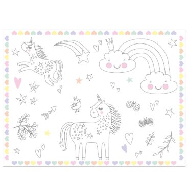 Inkleurbare Placemats Unicorns & Rainbows