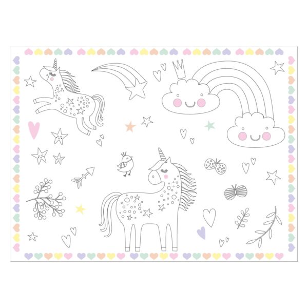 Inkleurbare Placemats Unicorns & Rainbows