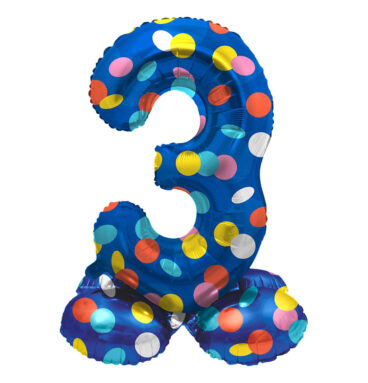 Staande Folieballon Colorful Dots Cijfer 3 - 72cm