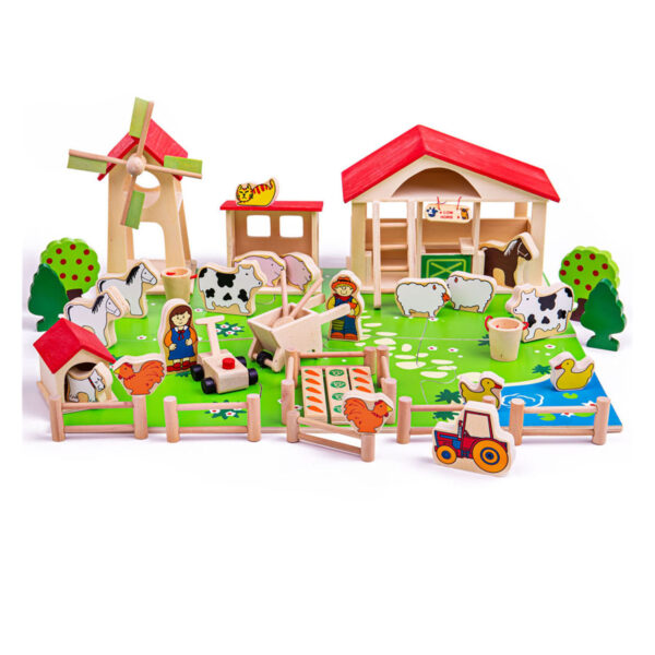 Bigjigs Houten Speel Boerderij met Accessoires