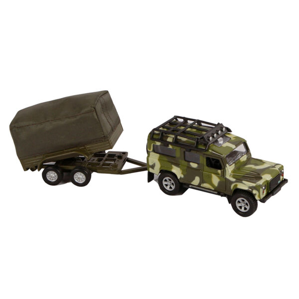 Kids Globe Die-cast Land Rover Met Aanhanger Leger