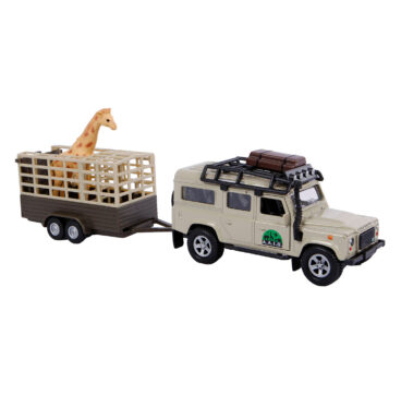 Kids Globe Die-cast Land Rover met Giraffe-trailer