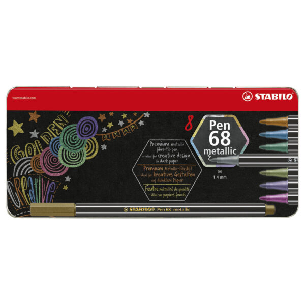 STABILO Pen 68 Metallic Metalen Doos Viltstiften