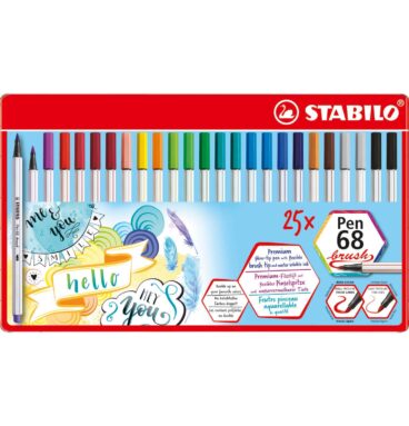 STABILO Pen 68 Brush Metalen Doos Viltstiften