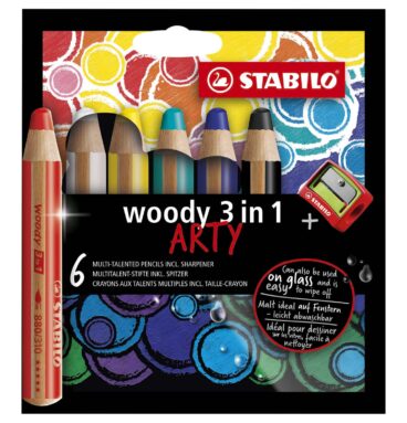 STABILO Woody ARTY Kleurpotloden - 6 Kleuren + Puntenslijper