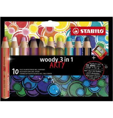 STABILO Woody ARTY Kleurpotloden - 10 Kleuren + Puntenslijpe