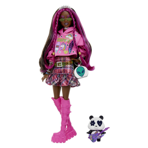 Barbie Extra Pop Roze Haar Punkstijl met Panda