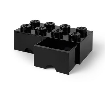 LEGO® Zwarte opslagsteen met 8 noppen en 2 lades (5006248)