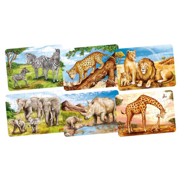 Goki Houten Mini Puzzel - Wilde Dieren