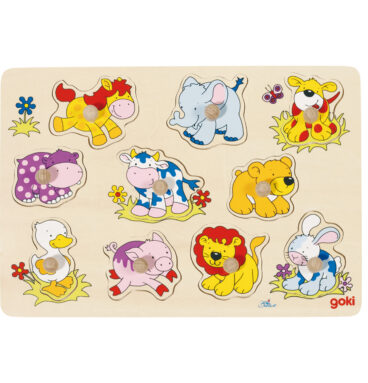 Goki Houten Noppenpuzzel Dieren Baby