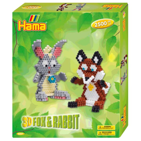 Hama Strijkkralenset 3D Vos & Konijn