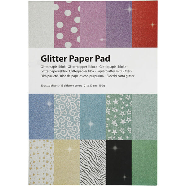 Glitterpapier Blok A4 150gr