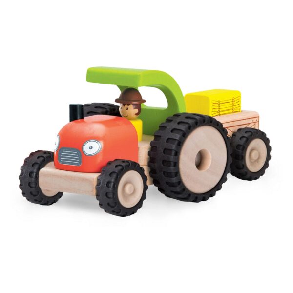 Wonderworld Houten Tractor met Aanhanger