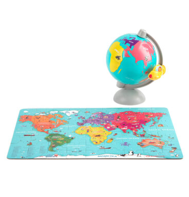 Houten Legpuzzel Wereldkaart met Wereldbol