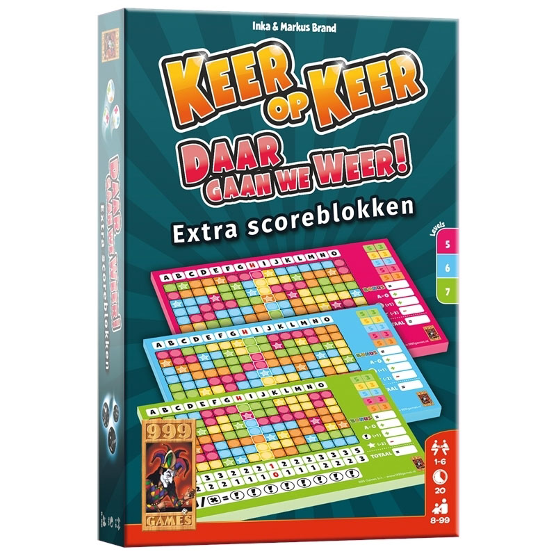 999 Games Keer Op Keer - Scoreblok Level 5/6/7 (3 Stuks)