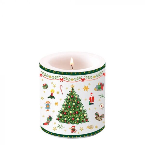 Ambiente Kaars Klein Christmas Evergreen White