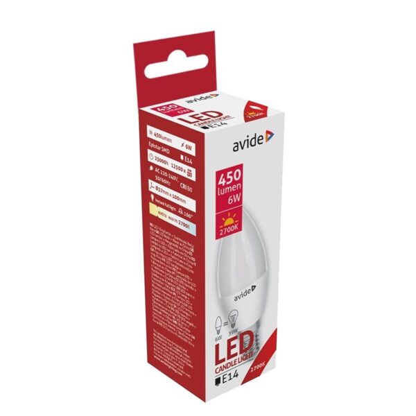 Avide LED Candle Lamp E14 6W 3000K Warmwit 450 Lumen A+