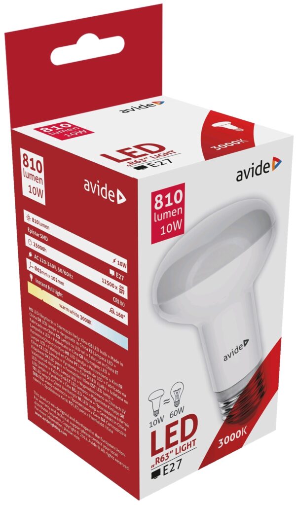 Avide LED R63 10W E27 Warmwit (810 Lumen) ABR63WW-10W