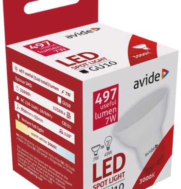 Avide LED Spotlamp Alu+kunststof 7W GU10 110° Warmwit 3000K (540 Lumen)