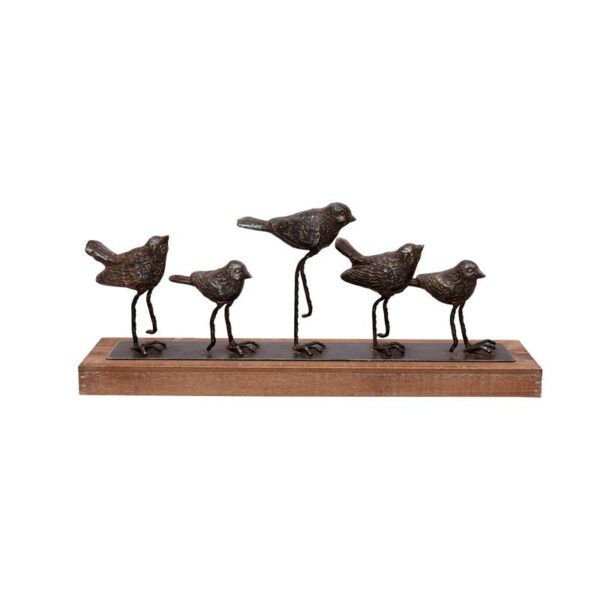 Beeld Groep Van 5 Vogels Metaal Tromvik 10x19x46cm