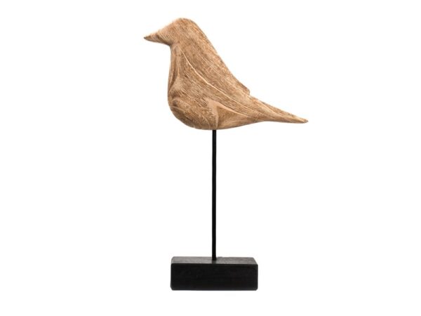 Beeld Vogel Hout 44cm Op Standaard