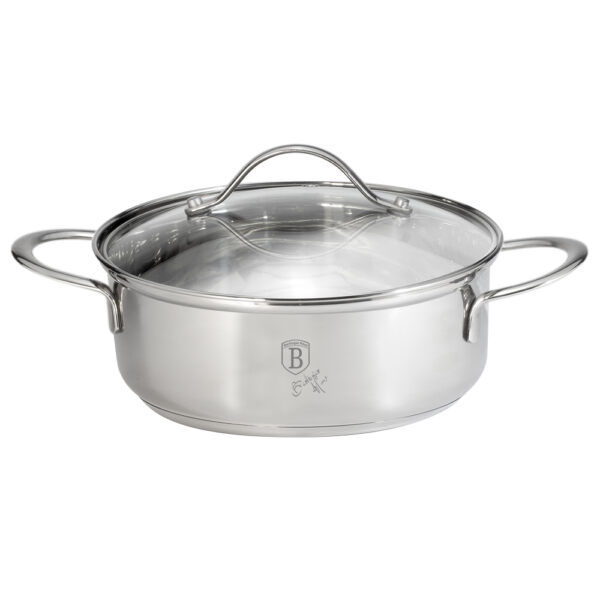 BerlingerHaus Silver Jewellery RVS Kookpan Laag Ø24 Cm Met Glazen Deksel Ook