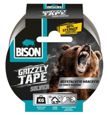 Bison Grizzly Tape Zilver Rol 10m X 5cm