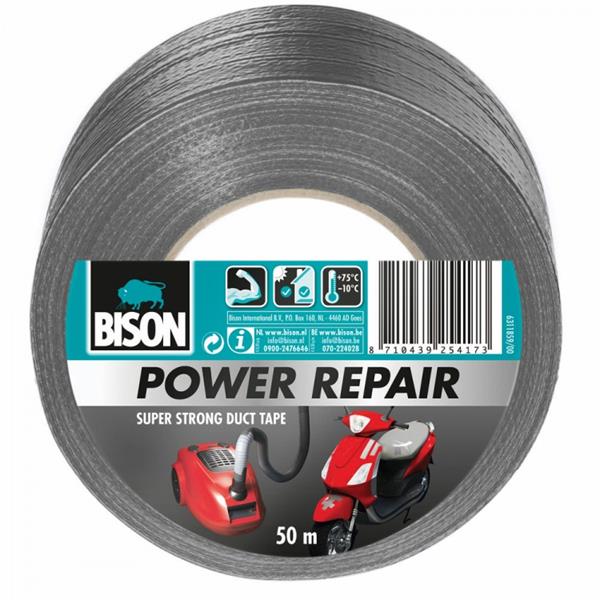 Bison Power Repair Tape Grijs 50meter X 4