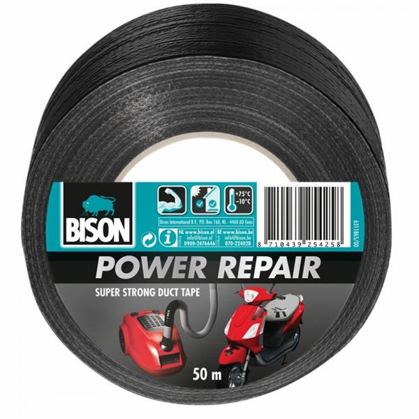 Bison Power Repair Tape Zwart 50meter X 4.8cm