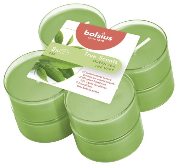 Bolsius Geur Maxitheelichten 8 Uur Pak A 8st True Scents Green Tea