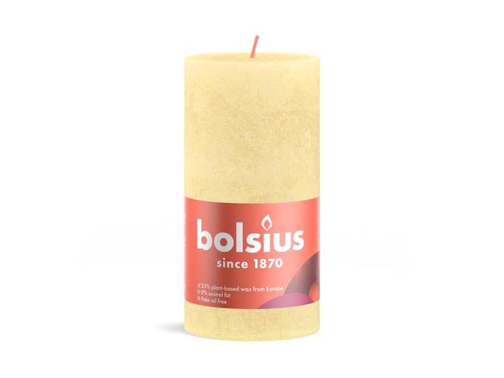 Bolsius Rustiek Stompkaars 130/68 Butter Yellow