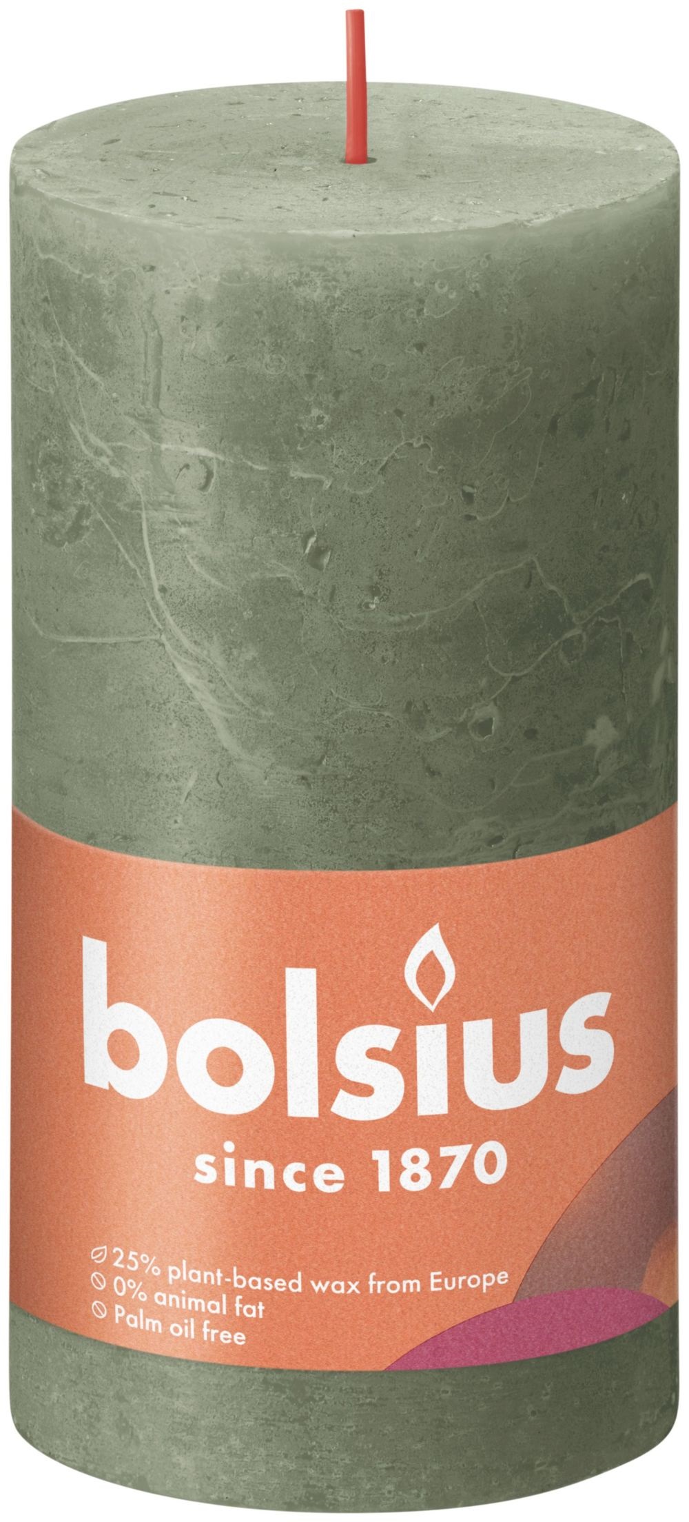 Bolsius Rustiek Stompkaars 130/68 Fresh Olive- Fris Olijf