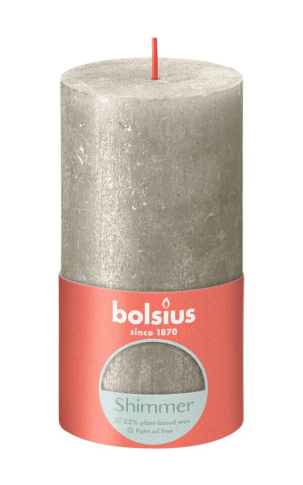 Bolsius Rustiek Stompkaars 130/68 Shimmer Champagne