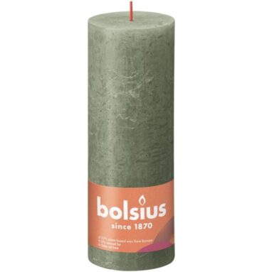 Bolsius Rustiek Stompkaars 190/68 Fresh Olive- Fris Olijf