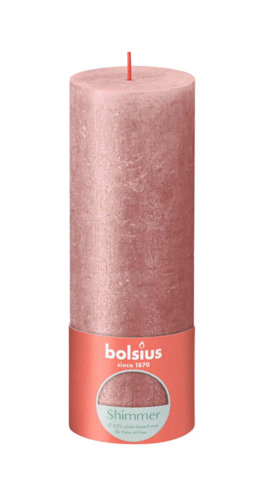 Bolsius Rustiek Stompkaars 190/68 Shimmer Pink