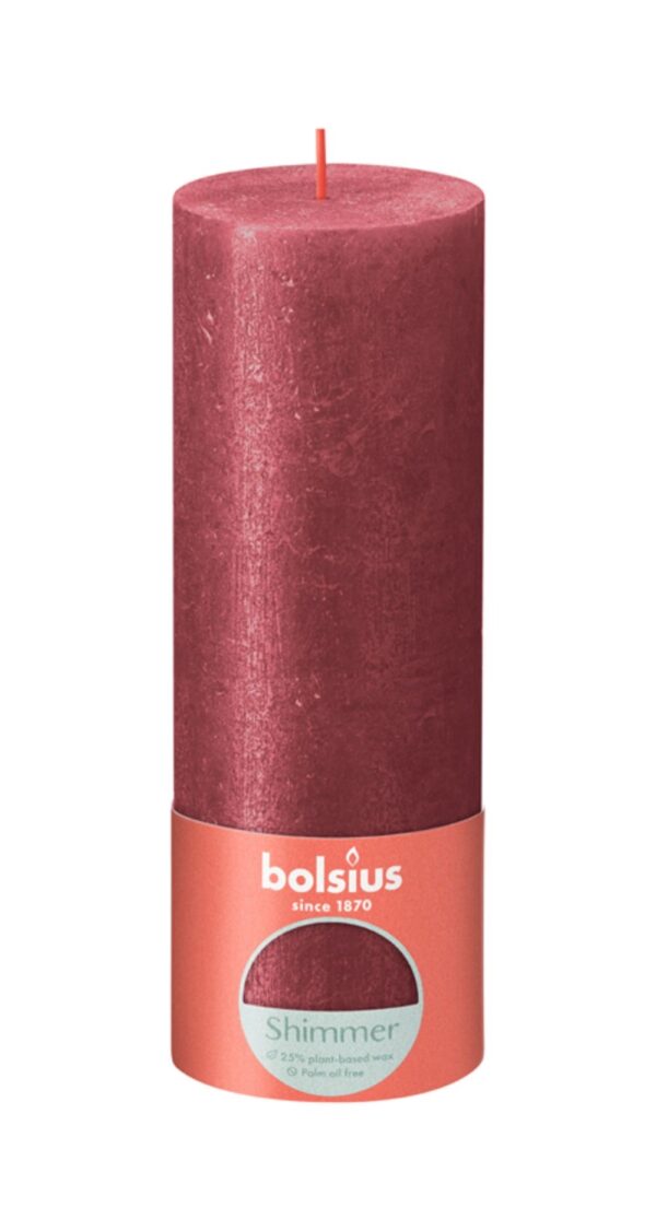 Bolsius Rustiek Stompkaars 190/68 Shimmer Red