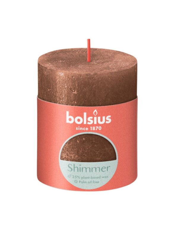 Bolsius Rustiek Stompkaars 80/68 Shimmer Copper